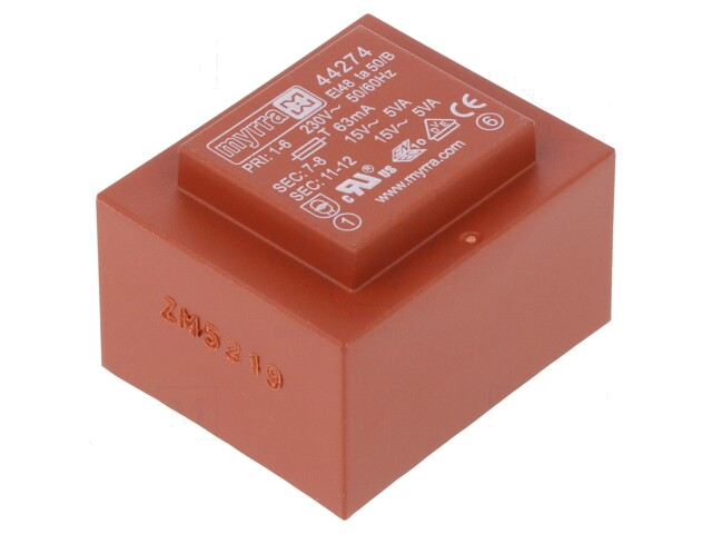 Transformator: ingegoten; 10VA; 230VAC; 15V; 15V; 333mA; 333mA; PCB Transformator: ingegoten; 10VA; 230VAC; 15V; 15V; 333mA; 333mA; PCB
